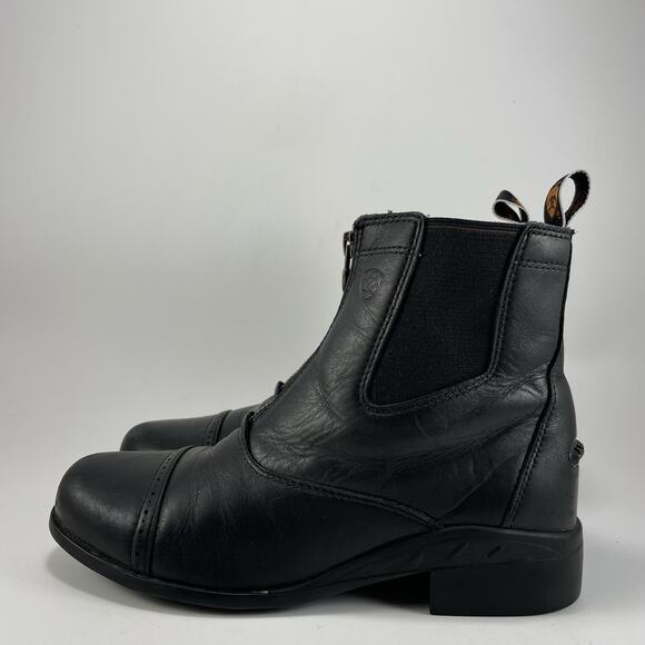 Ariat Devon III Zip Paddock Boot Girls Big Kids Youth Size 4 Black Leather - Picture 3 of 11